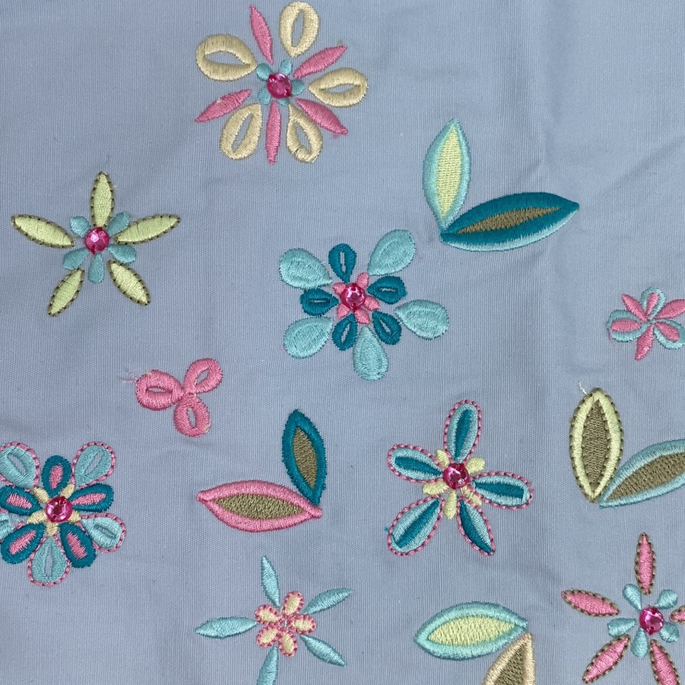 Pottery Barn Kids Blue Eyelet Floral Pillow Sham 12 x 16 inches NWT